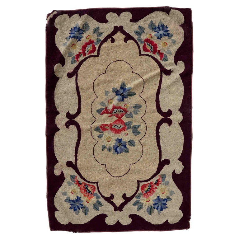Handmade Antique American Hooked Rug, 1900s, 1C980 For Sale at 1stDibs