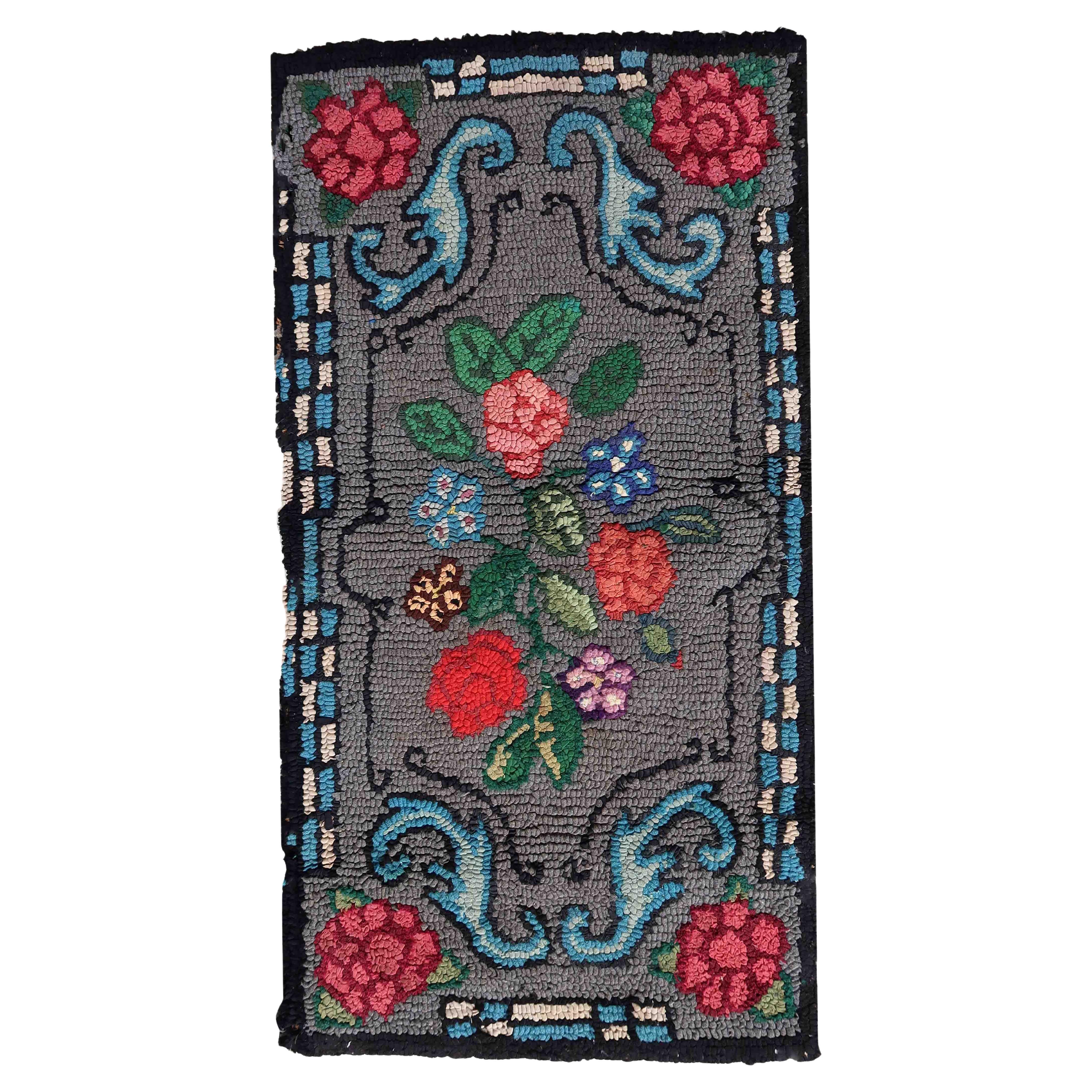 Handmade Antique American Hooked Rug, 1900s, 1C985 For Sale