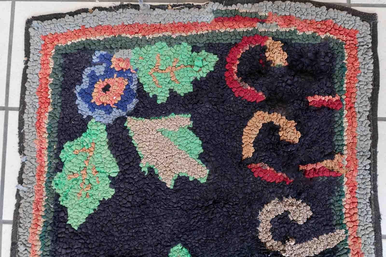 Handmade Antique American Hooked Rug, 1900s, 1C989 For Sale 4