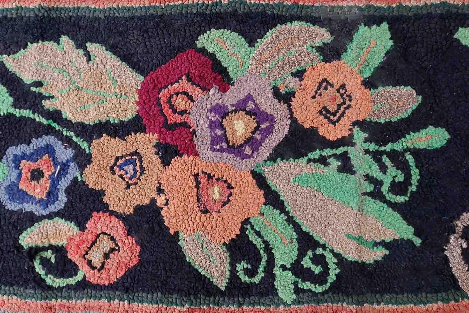 Handmade Antique American Hooked Rug, 1900s, 1C989 For Sale 2