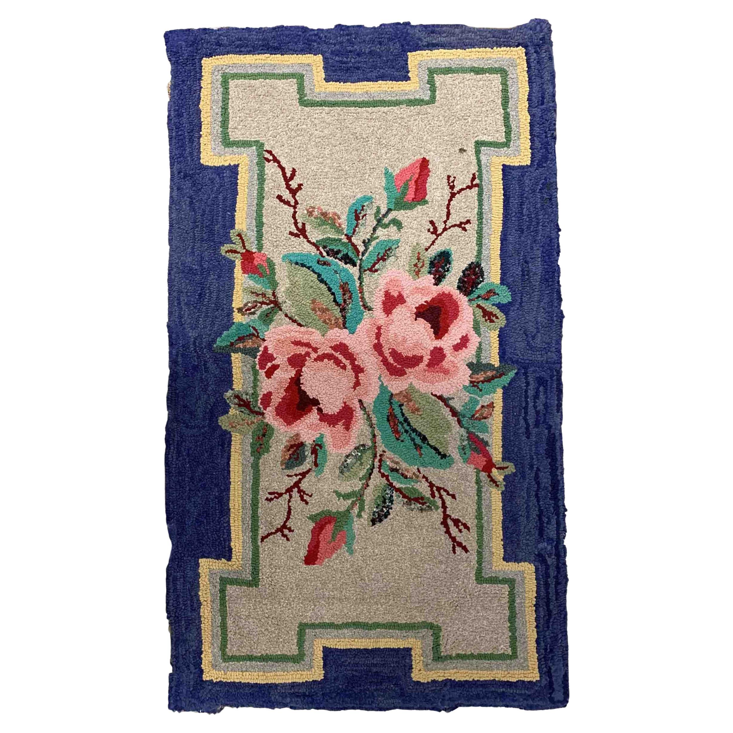 Handmade Antique American Hooked Rug, 1920s, 1B944