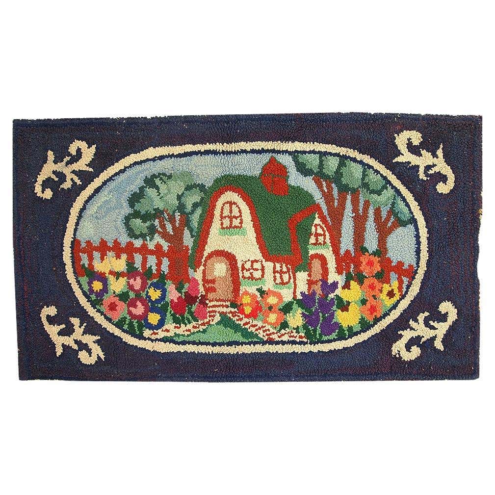1920s Rug Handmade Antique American Hooked Rug, 1920s, 1C24 For Sale at 1stDibs
