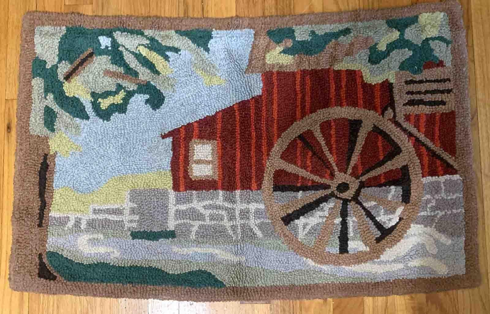 Handmade Antique American Hooked Rug, 1930s, 1B892 In Good Condition For Sale In Bordeaux, FR
