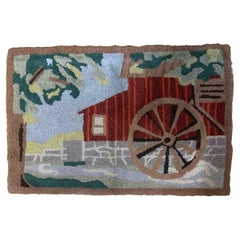 Handmade Vintage American Hooked Rug, 1930s, 1B892