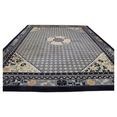Handmade Antique Art Deco Chinese Large Rug 10' x 12.9', 1940s - 1K12