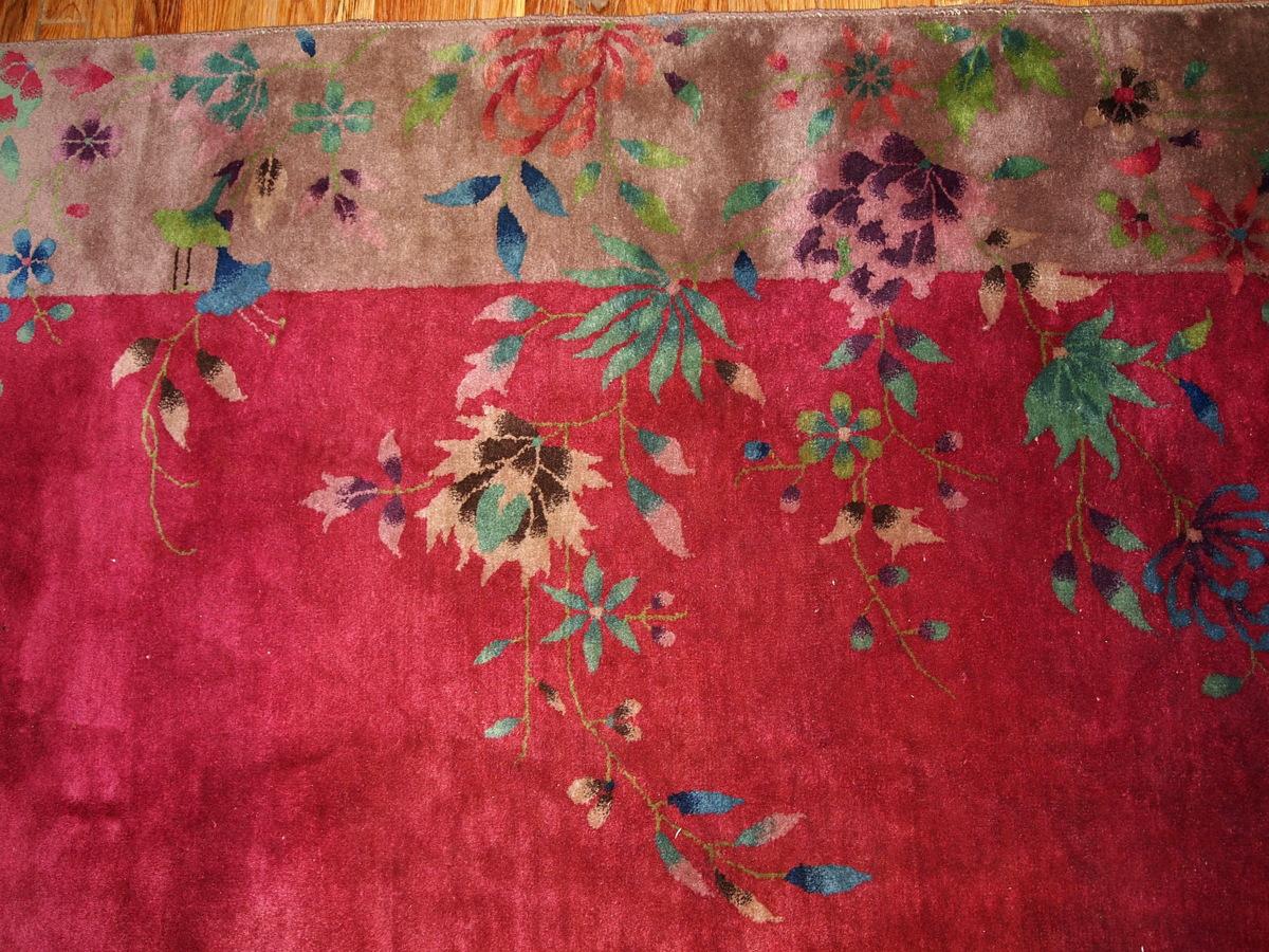 Chinois Tapis oriental chinois Art déco ancien fait à la main, années 1920, 1B171A en vente