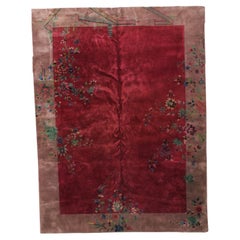 Handmade Antique Art Deco Chinese Oriental Rug, 1920s, 1B171A