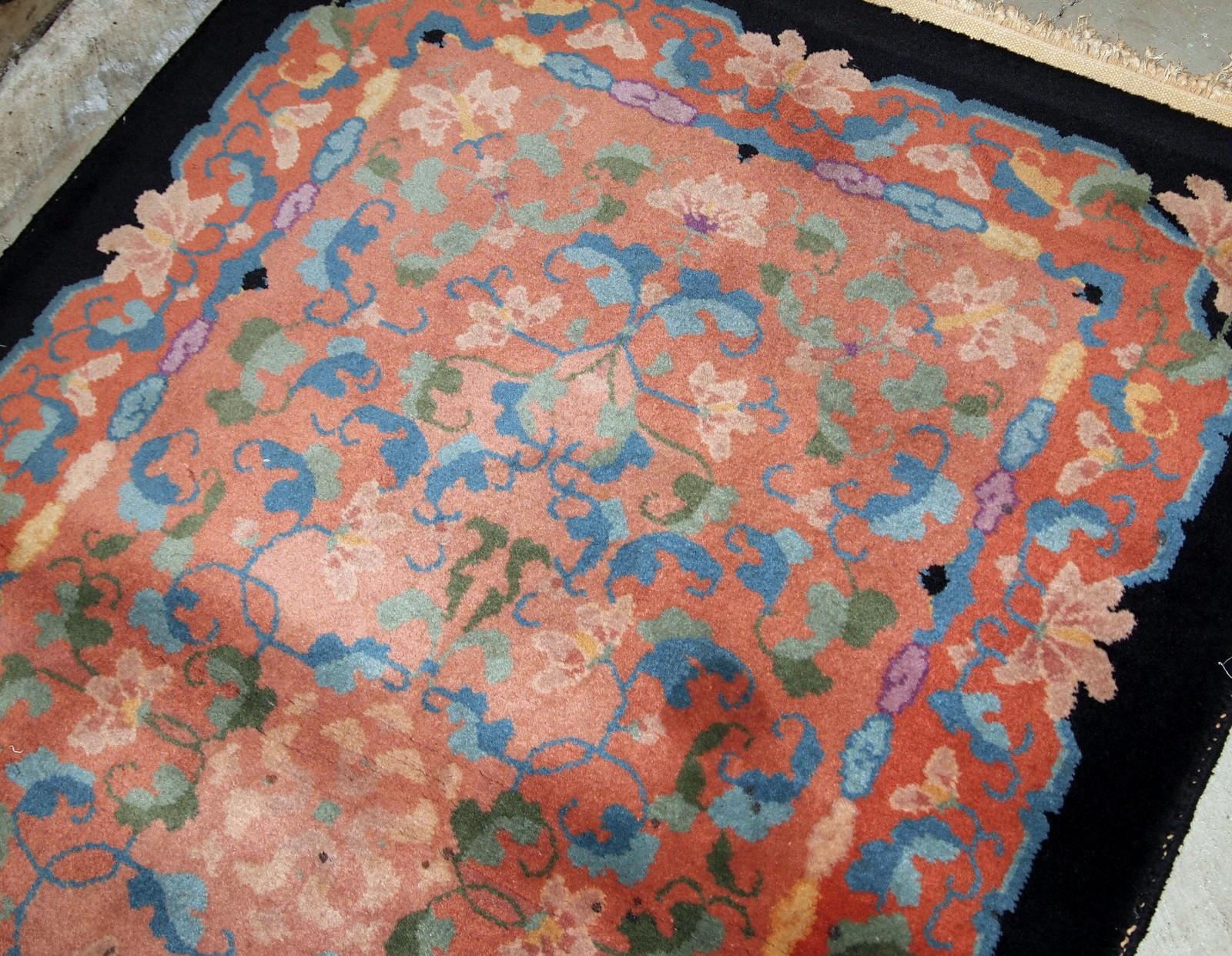 Handgefertigter antiker chinesischer Art-Déco-Teppich, 1920er Jahre, 1B636 (Handgeknüpft) im Angebot