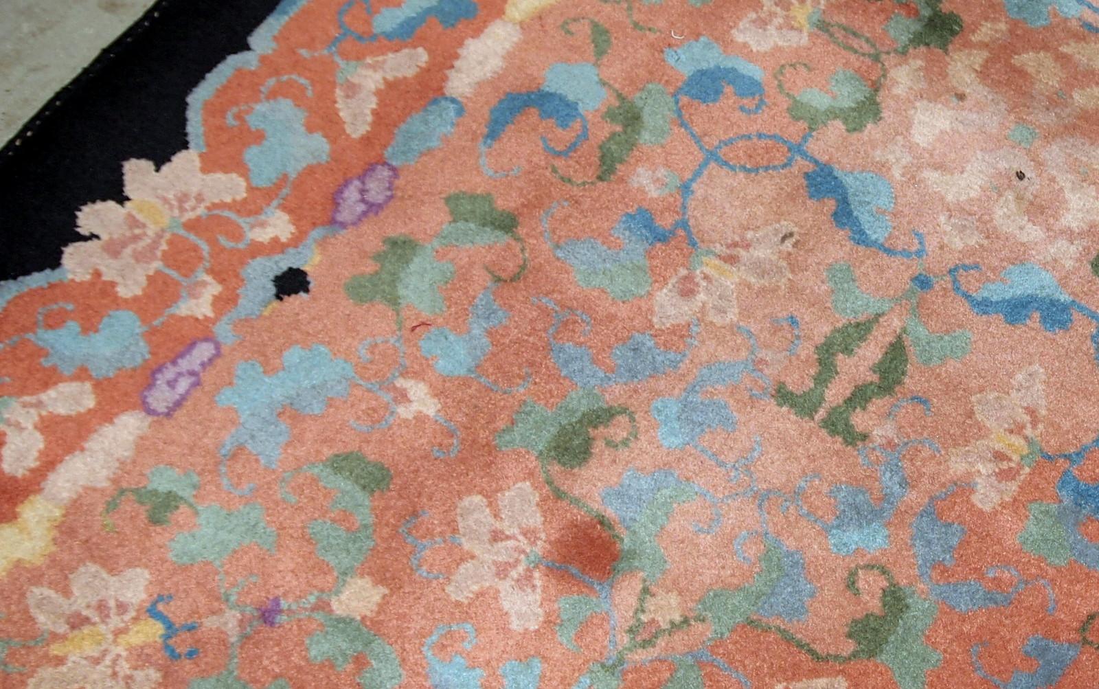 Handgefertigter antiker chinesischer Art-Déco-Teppich, 1920er Jahre, 1B636 im Zustand „Gut“ im Angebot in Bordeaux, FR