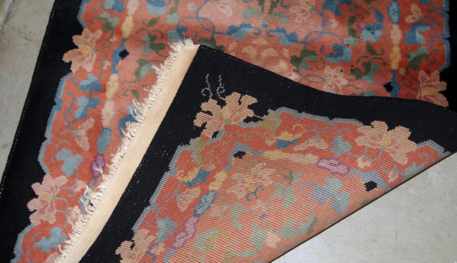 Handgefertigter antiker chinesischer Art-Déco-Teppich, 1920er Jahre, 1B636 (Frühes 20. Jahrhundert) im Angebot