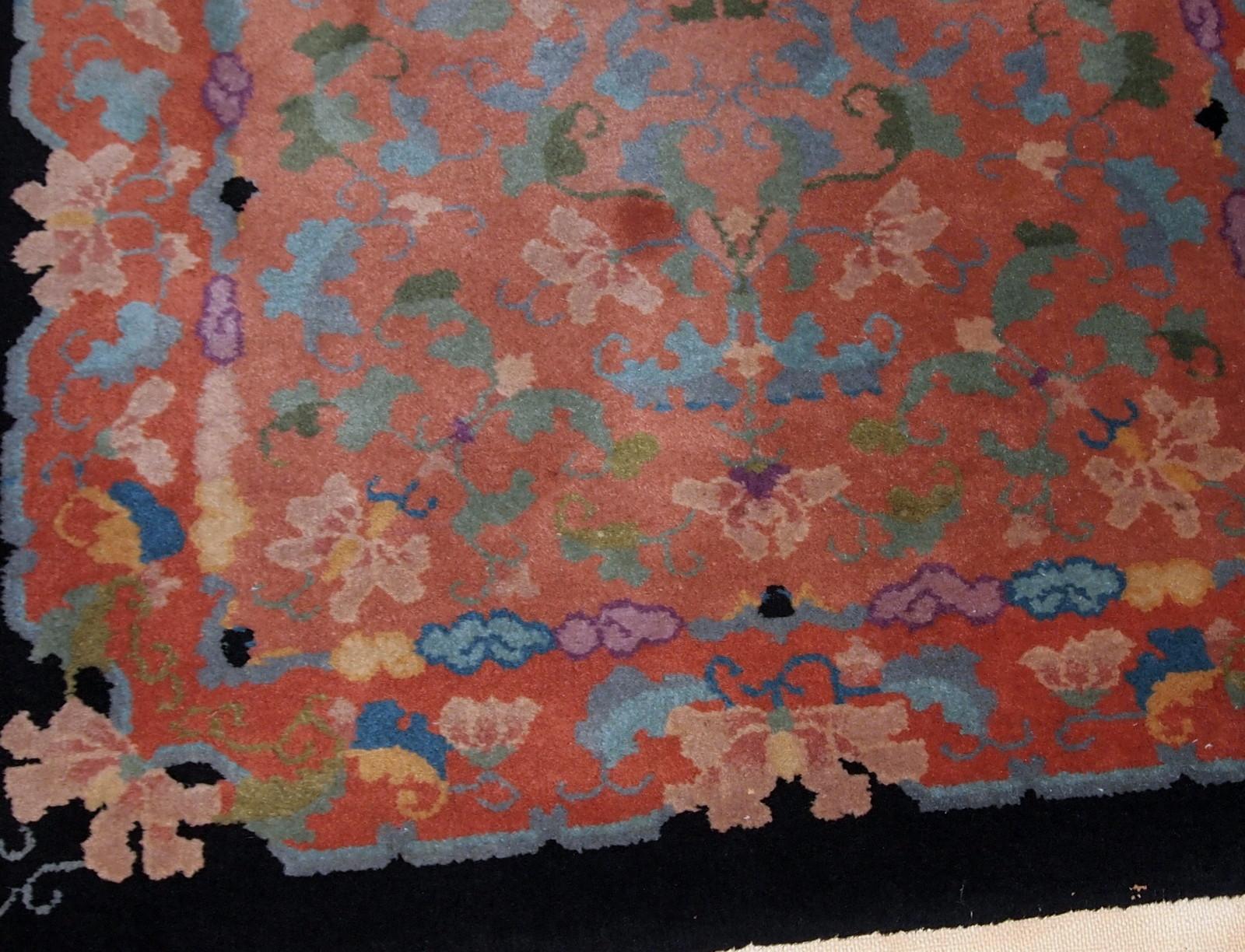 Handmade Antique Art Deco Chinese Rug, 1920s, 1B636 For Sale 1