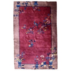 Handmade Antique Art Deco Chinese Rug, 1920s, 1B718