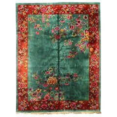 Handmade Antique Art Deco Chinese Rug, 1920s, 1b725