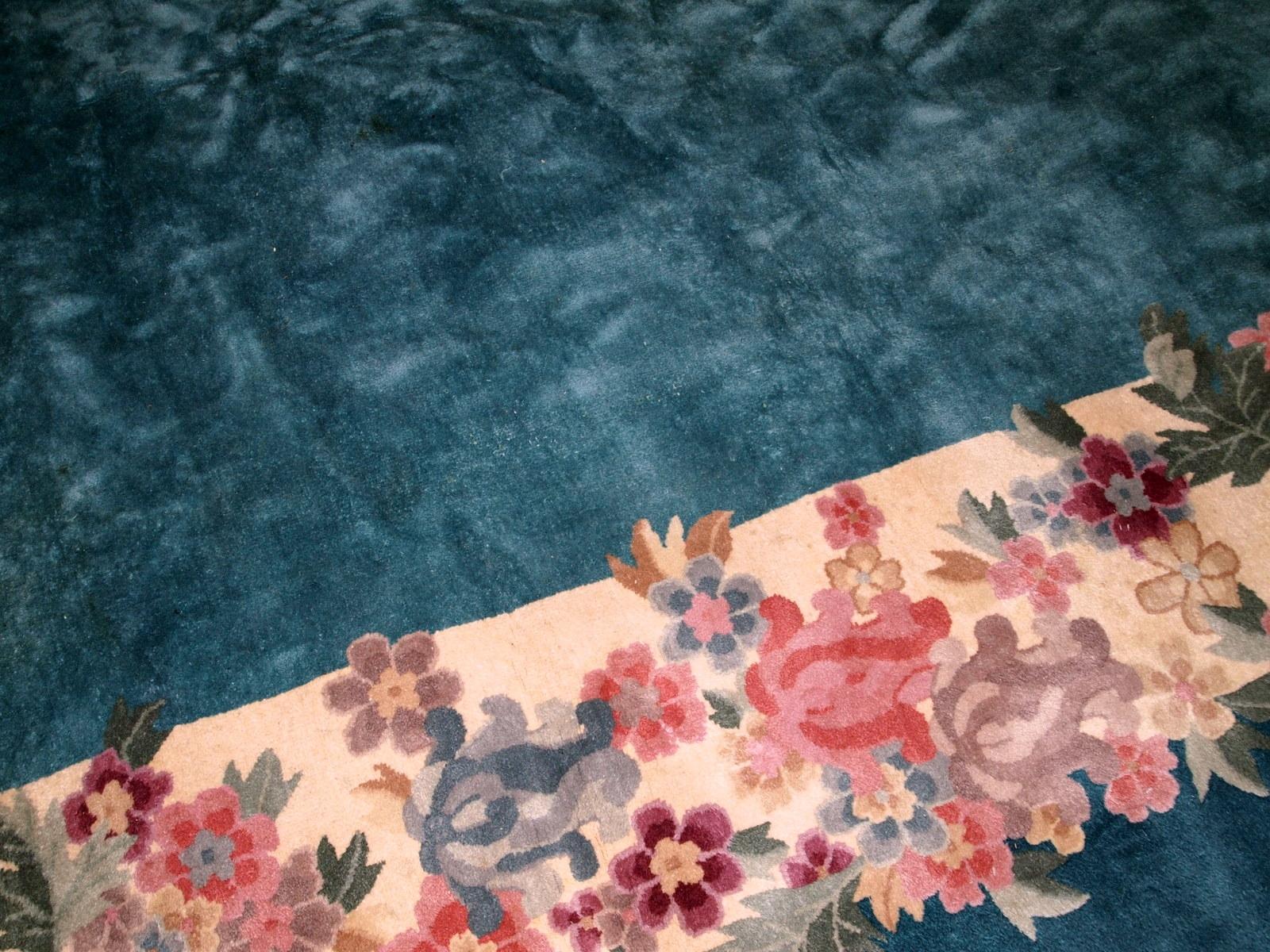 Tapis chinois Art Déco ancien fait à la main, années 1920, 1b726 en vente 3