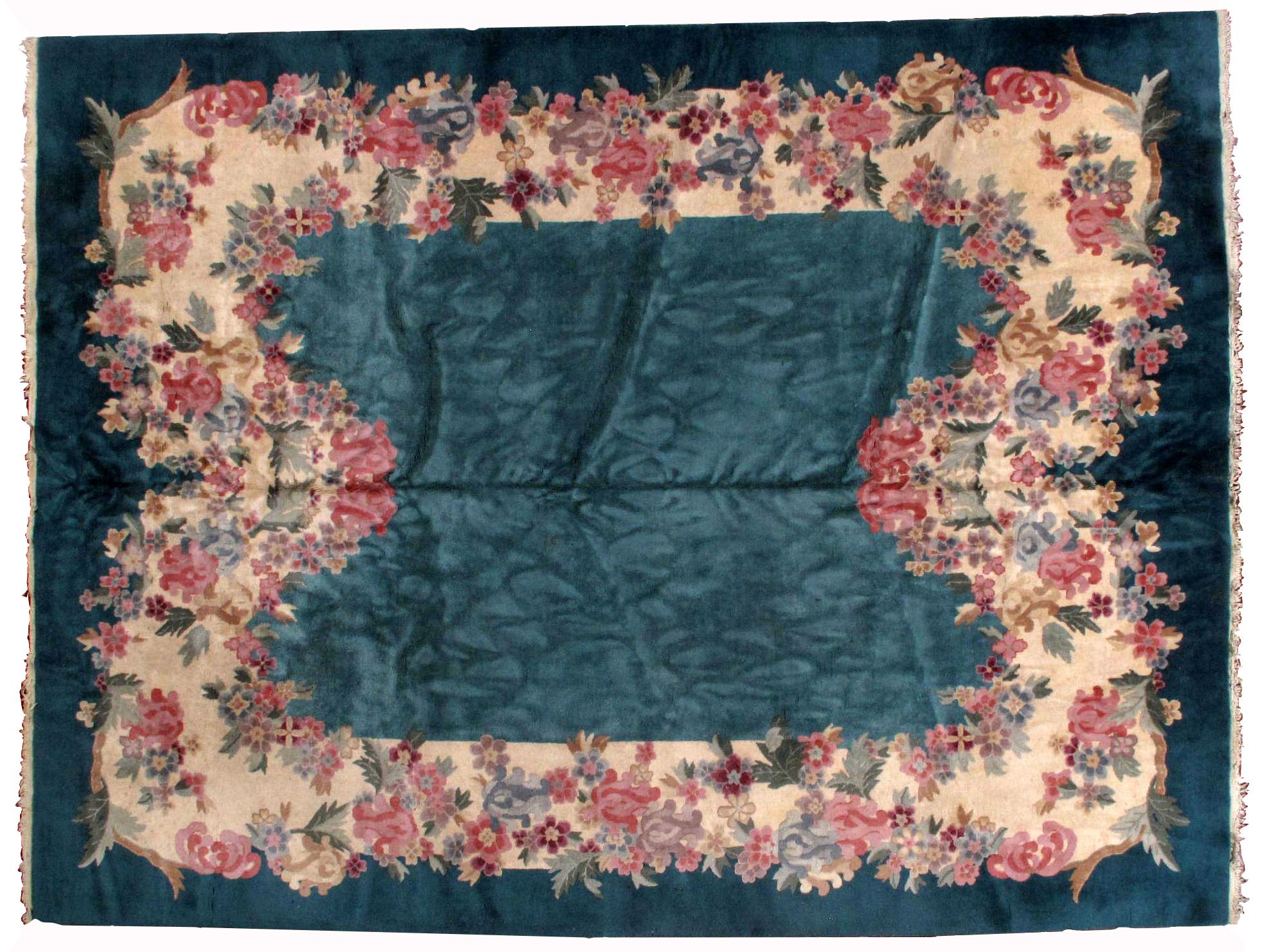 Tapis chinois Art Déco ancien fait à la main, années 1920, 1b726 en vente 6