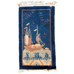 Handmade Antique Art Deco Chinese Rug, 1920s, 1B846