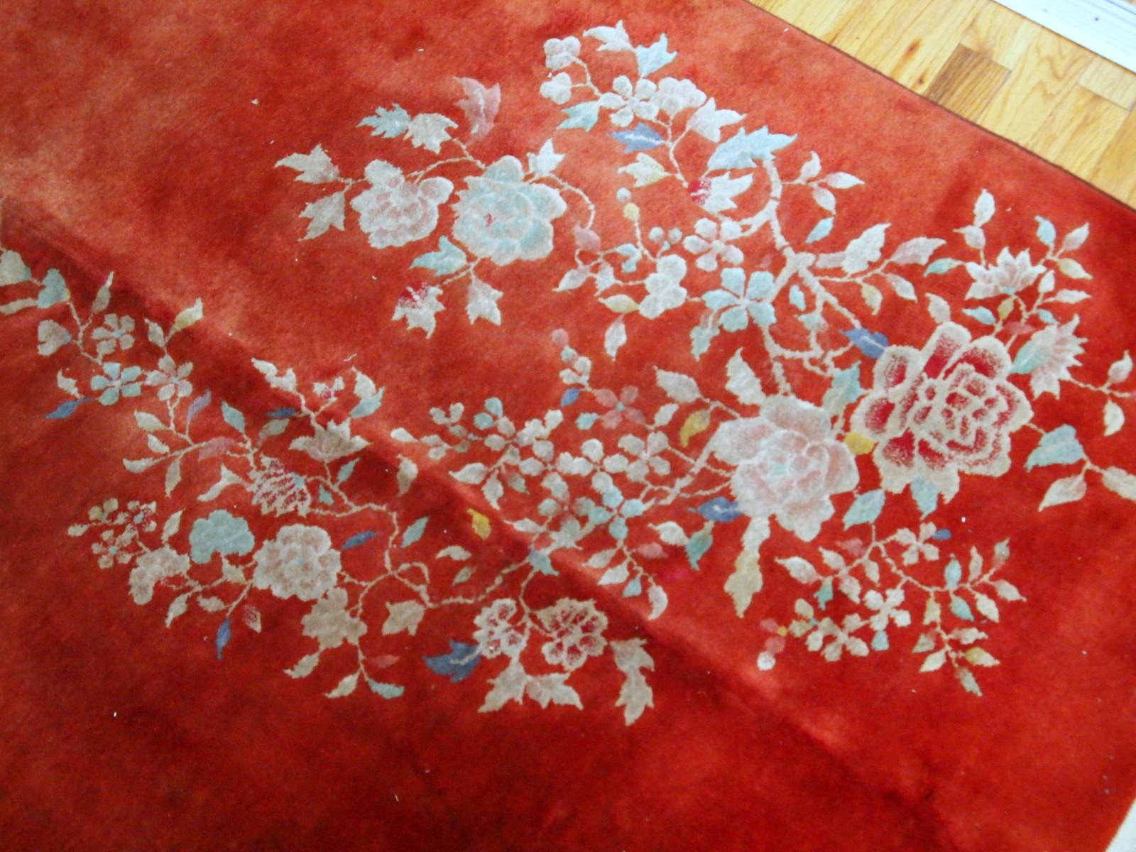 Handmade Antique Art Deco Chinese Rug, 1920s, 1B869 In Good Condition For Sale In Bordeaux, FR