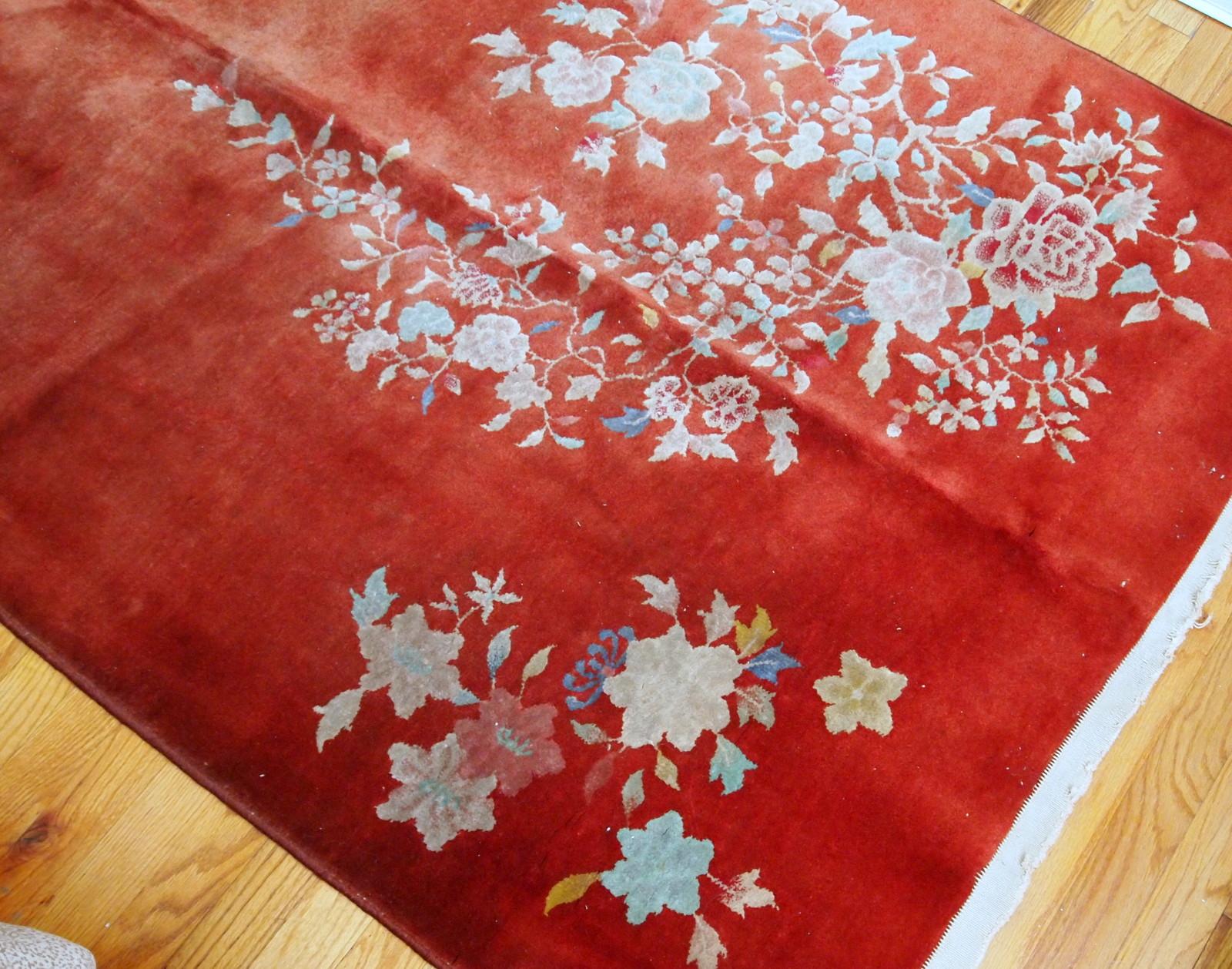 Handmade Antique Art Deco Chinese Rug, 1920s, 1B869 For Sale 3