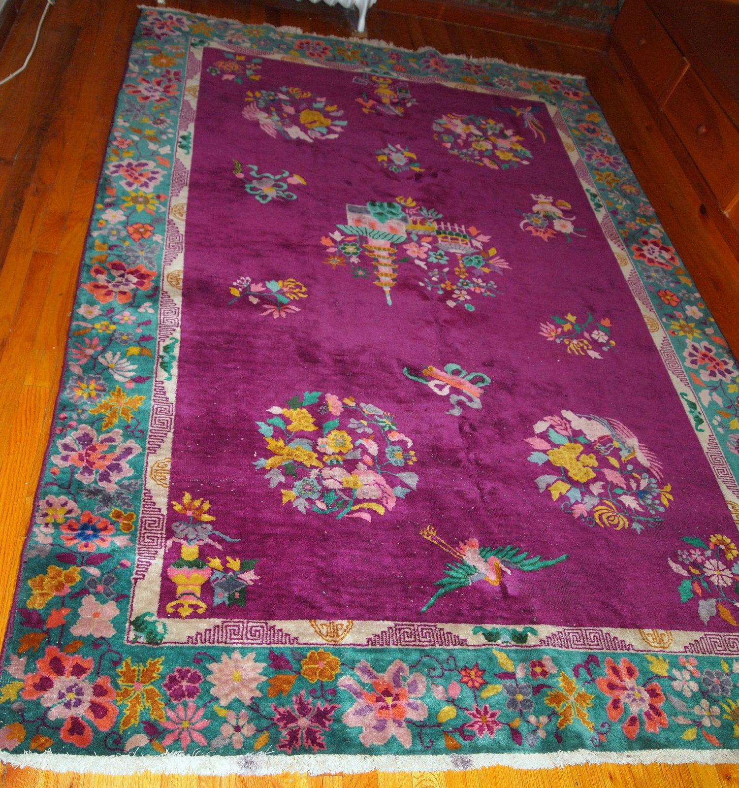 Early 20th Century Handmade Antique Art Deco Chinese Rug, 1920s, 1B870 For Sale