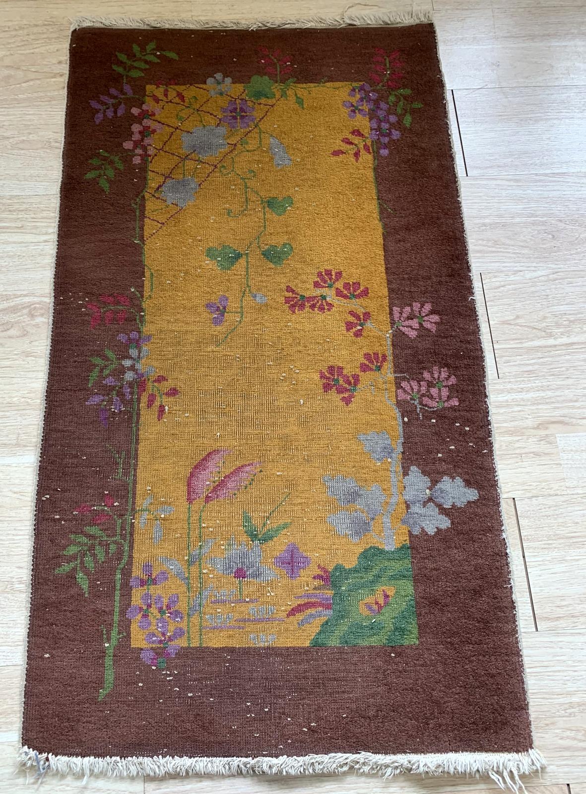 Early 20th Century Handmade Antique Art Deco Chinese Rug, 1920s, 1B873 For Sale