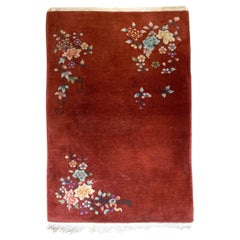 Handmade Antique Art Deco Chinese Rug, 1920s, 1B875