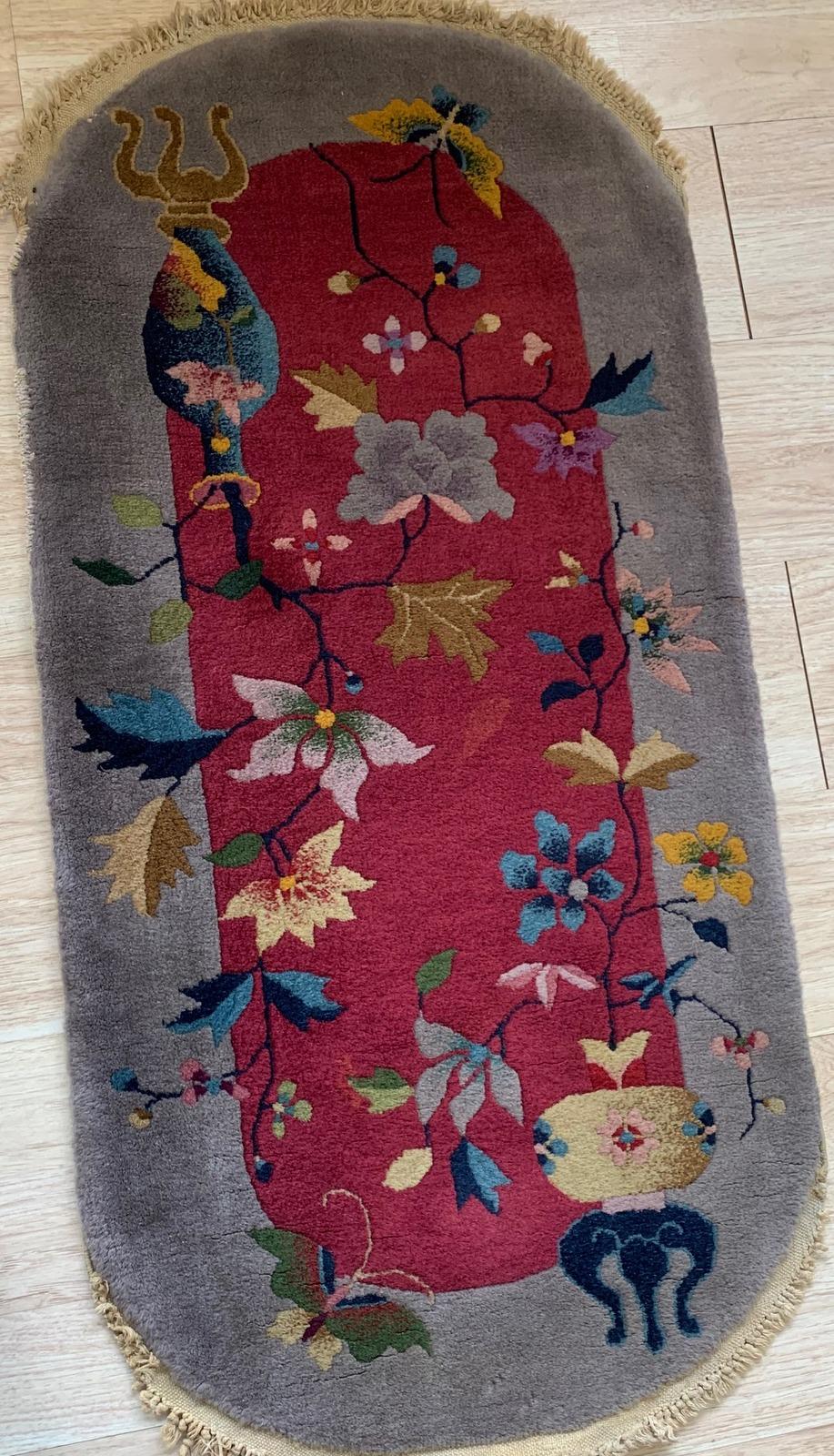 Early 20th Century Handmade Antique Art Deco Chinese Rug, 1920s, 1B876 For Sale