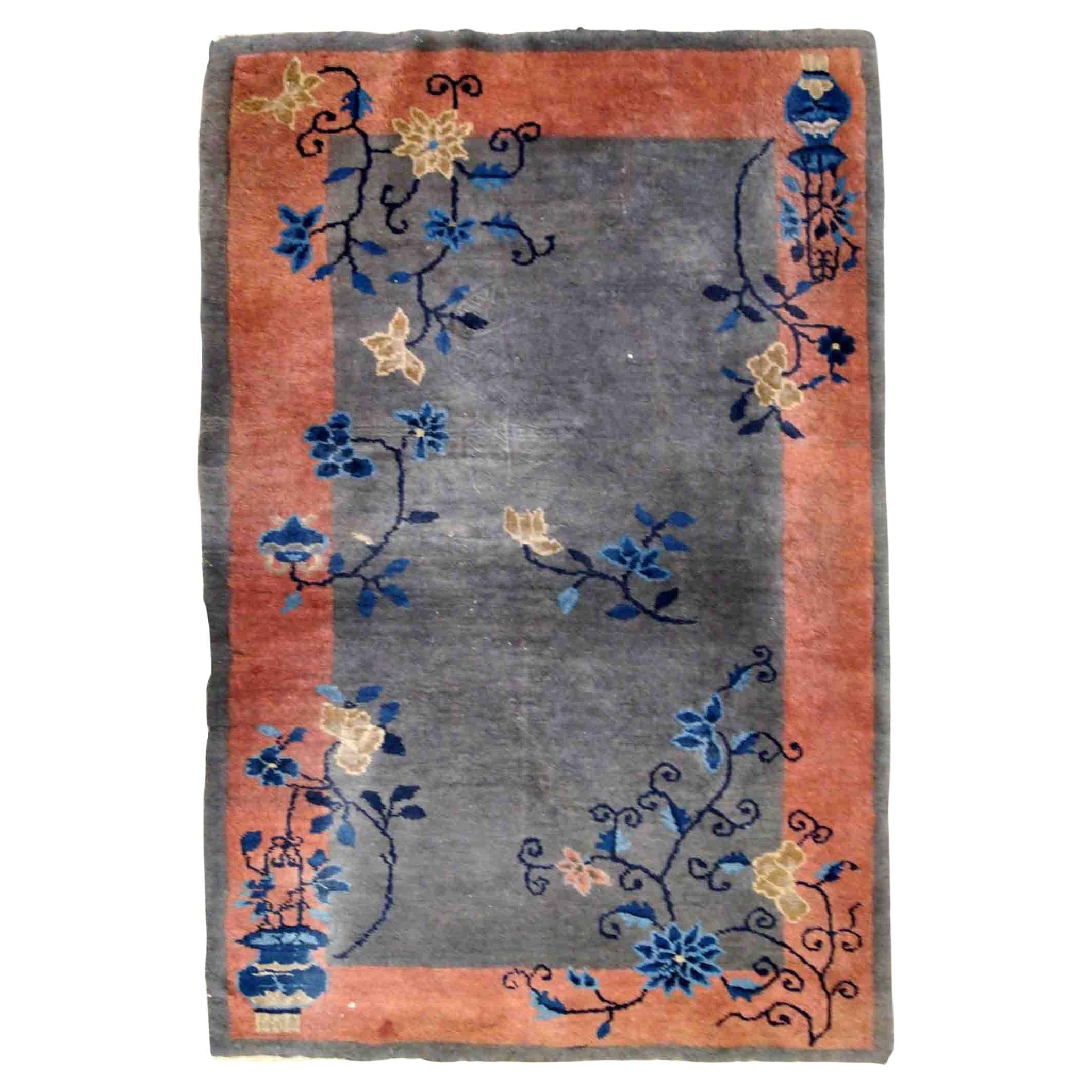 Handmade Antique Art Deco Chinese Rug, 1920s, 1B881 For Sale