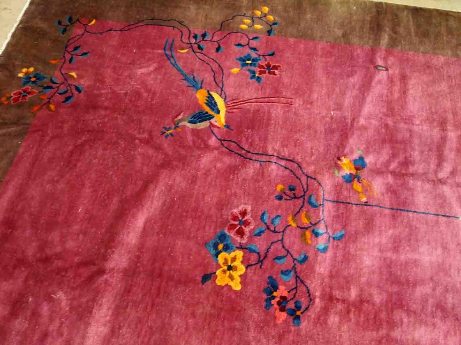 Handgefertigter antiker chinesischer Art-Déco-Teppich, 1920er Jahre, 1B885 (Chinesisch) im Angebot