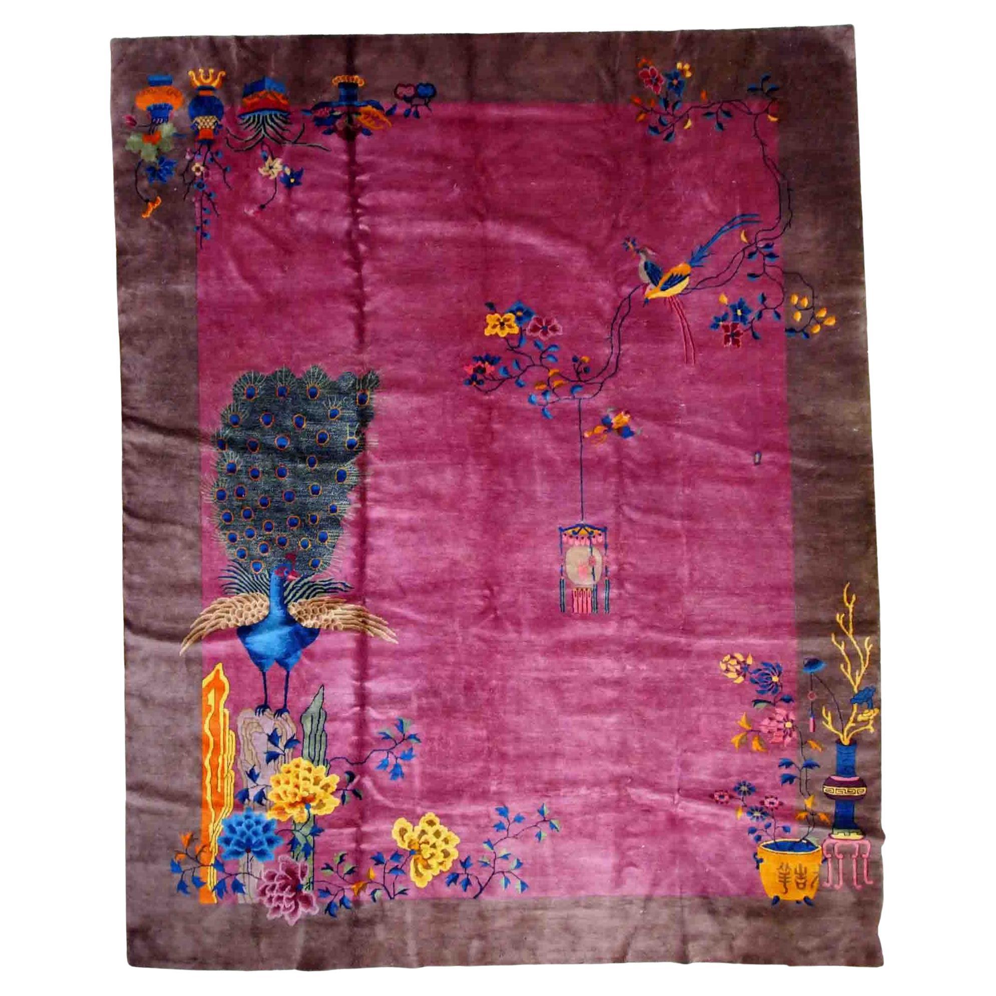 Handgefertigter antiker chinesischer Art-Déco-Teppich, 1920er Jahre, 1B885 im Angebot