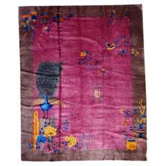 Handgefertigter antiker chinesischer Art-Déco-Teppich, 1920er Jahre, 1B885