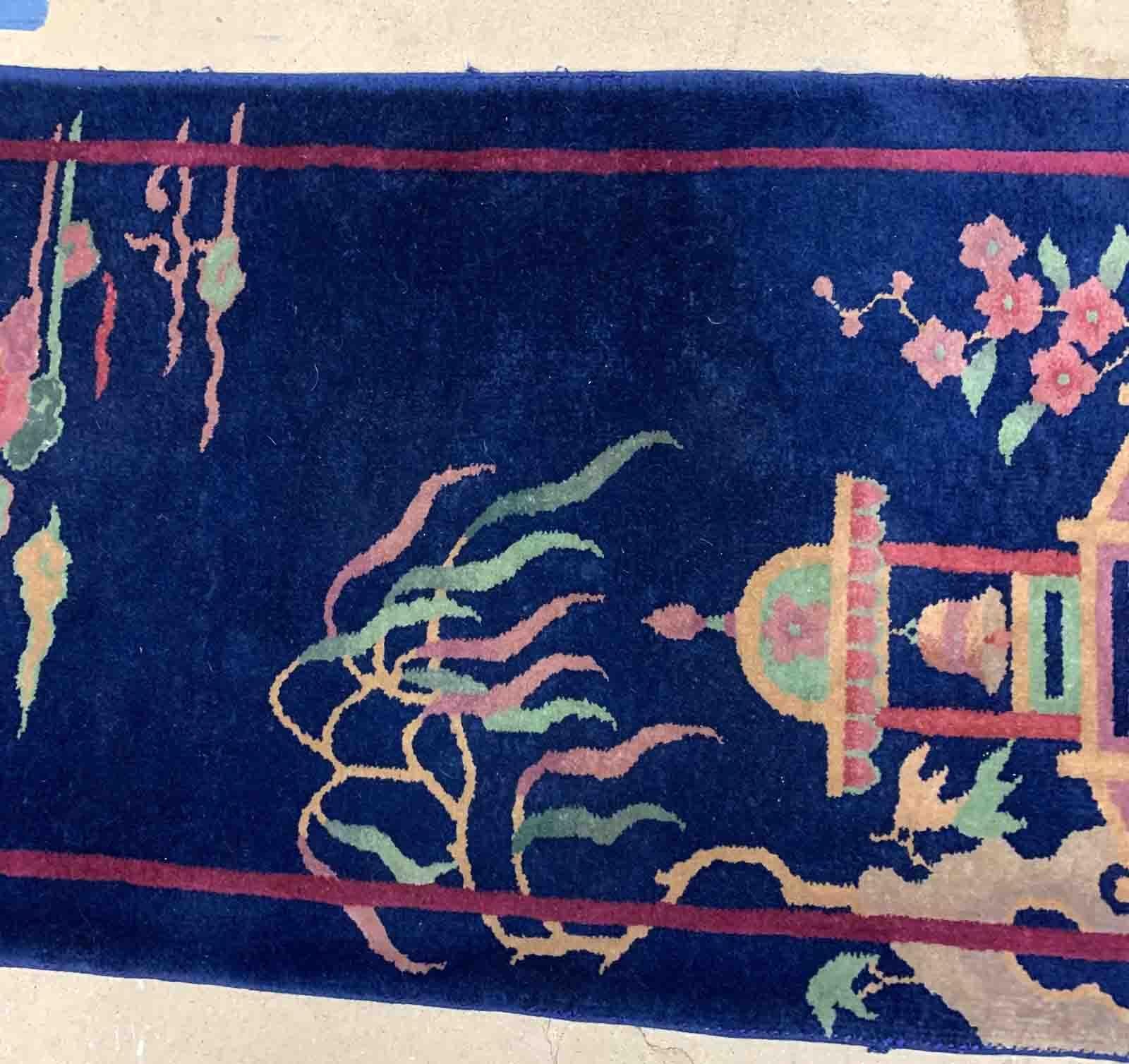 Tapis chinois Art Déco ancien fait à la main, années 1920, 1B913 en vente 1