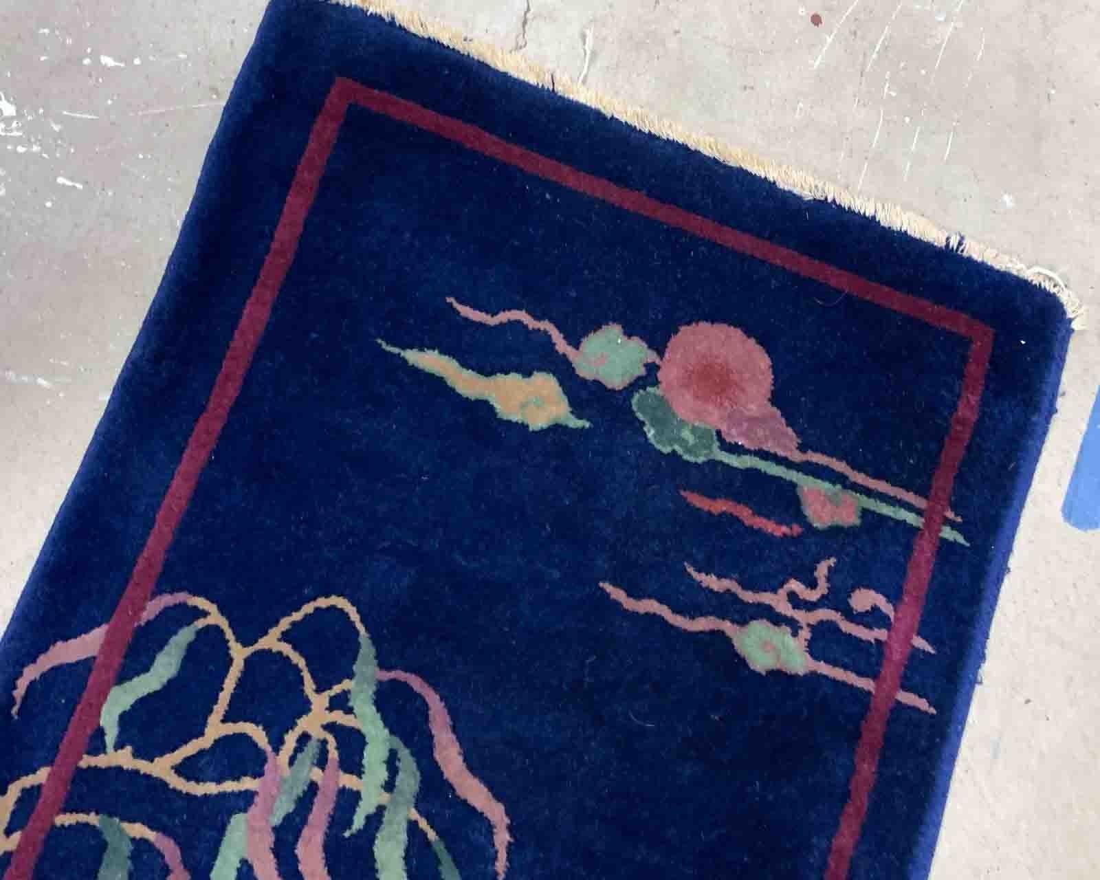 Handmade Antique Art Deco Chinese Rug, 1920s, 1B913 For Sale 3