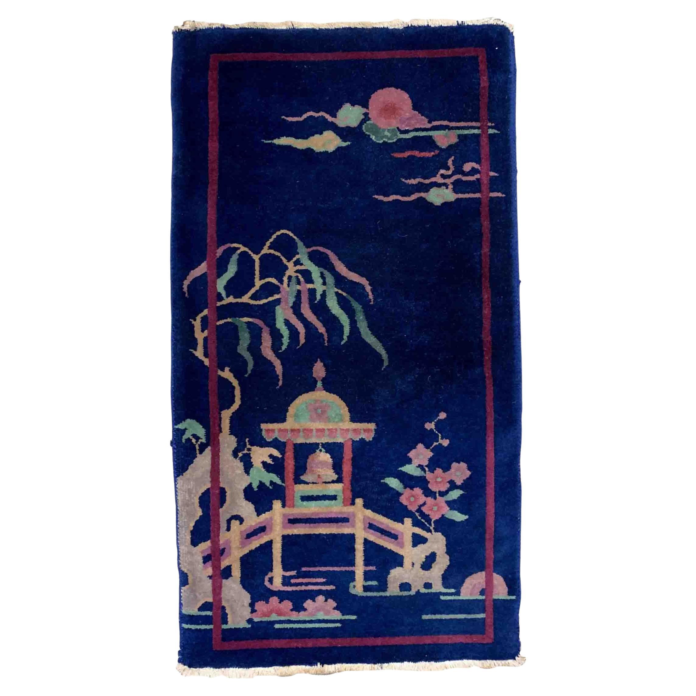 Handmade Antique Art Deco Chinese Rug, 1920s, 1B914