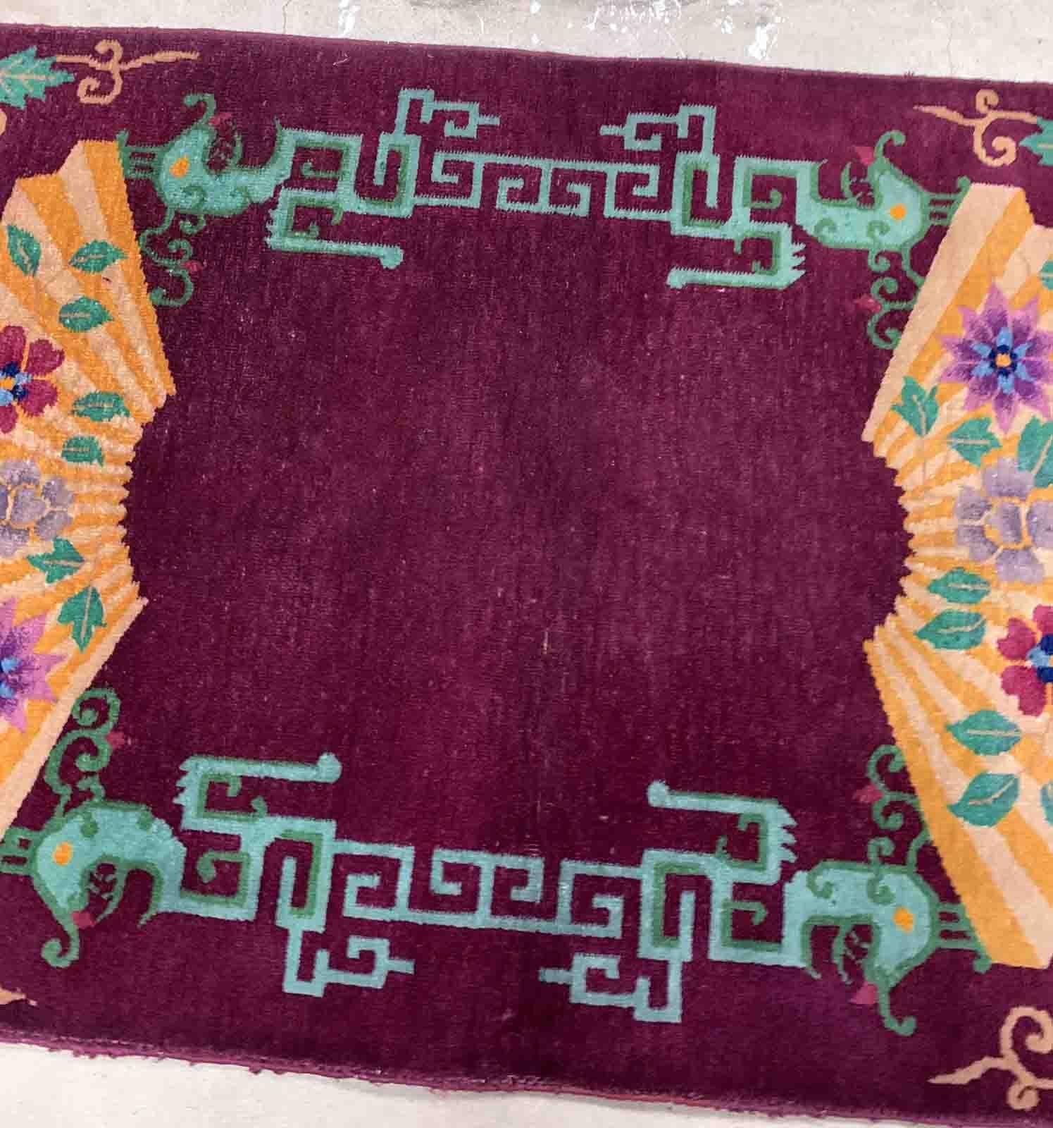 Handgefertigter antiker chinesischer Art-Déco-Teppich, 1920er Jahre, 1B915 (Frühes 20. Jahrhundert) im Angebot