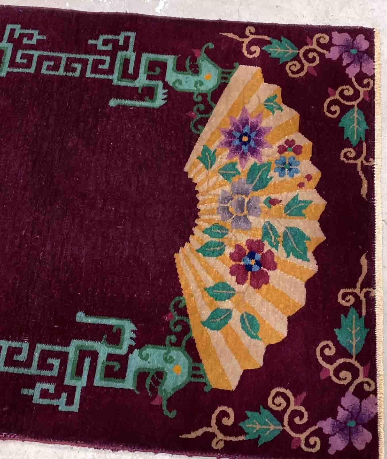 Handgefertigter antiker chinesischer Art-Déco-Teppich, 1920er Jahre, 1B915 (Wolle) im Angebot
