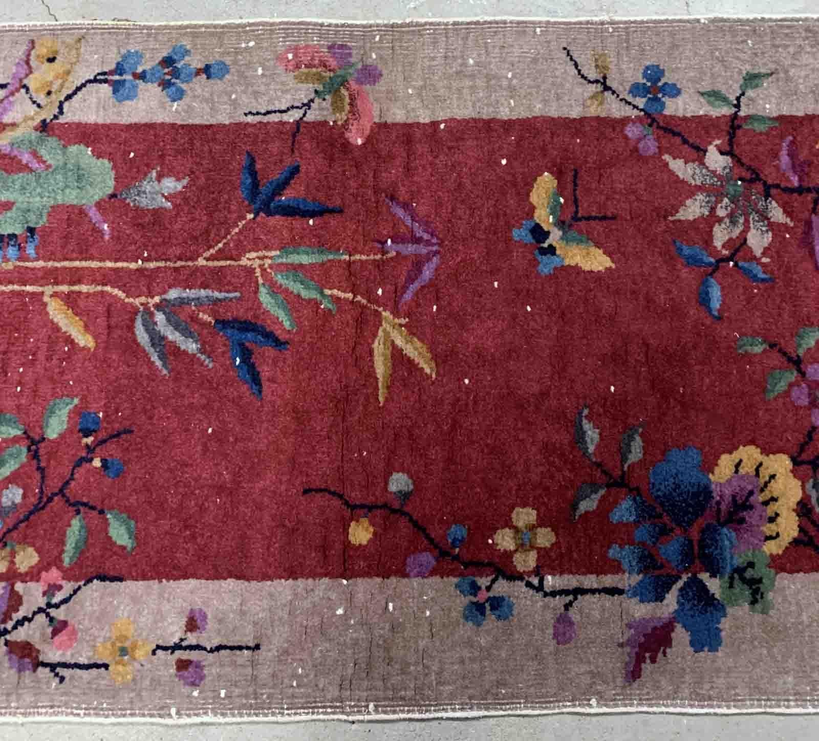 Hand-Knotted Handmade Antique Art Deco Chinese Rug, 1920s, 1B918 For Sale