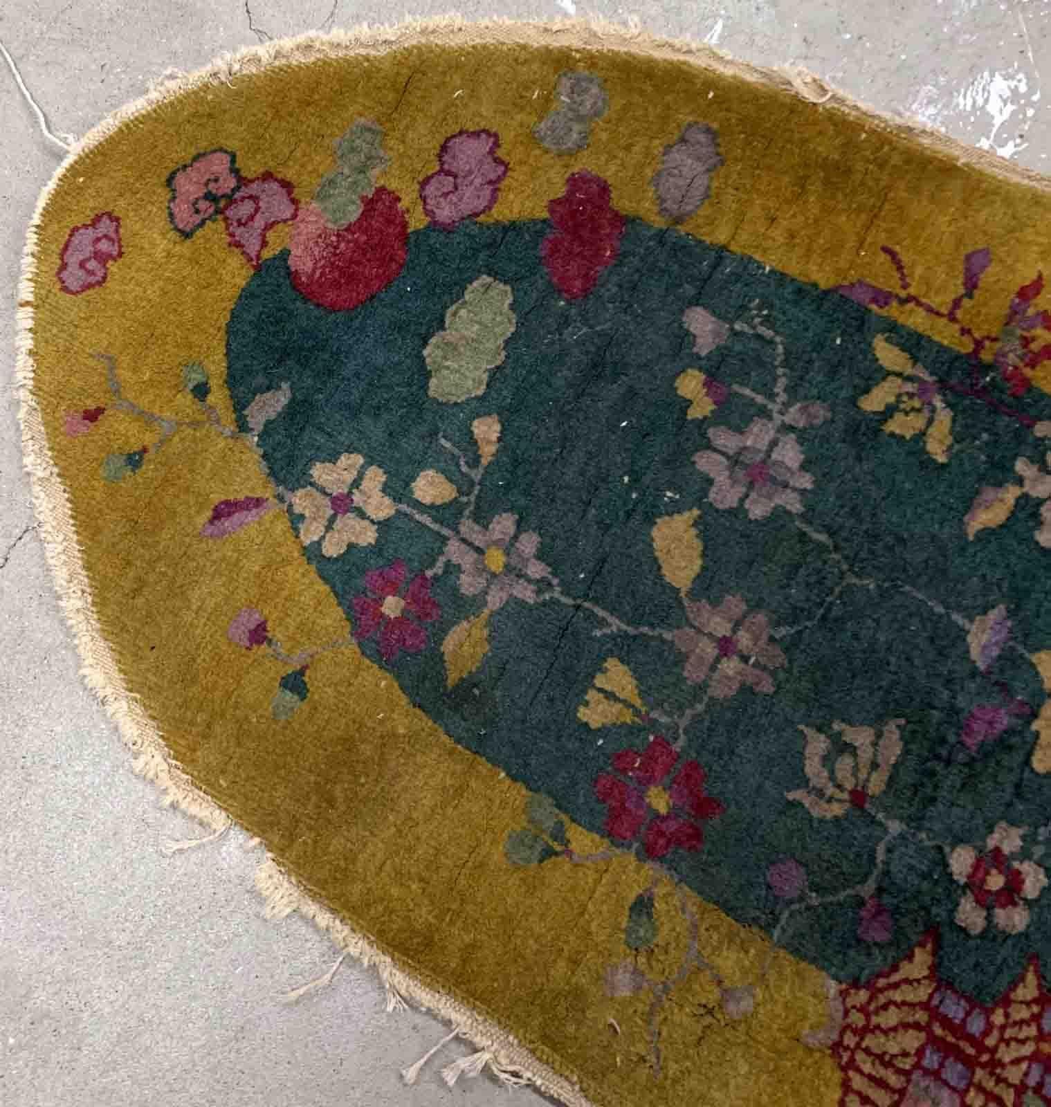 Hand-Knotted Handmade Antique Art Deco Chinese Rug, 1920s, 1B920 For Sale
