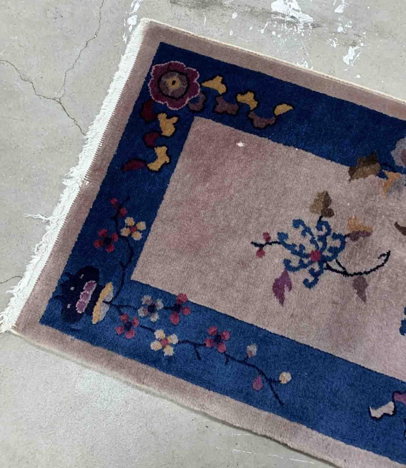 Handmade Antique Art Deco Chinese Rug, 1920s, 1B921 In Good Condition For Sale In Bordeaux, FR