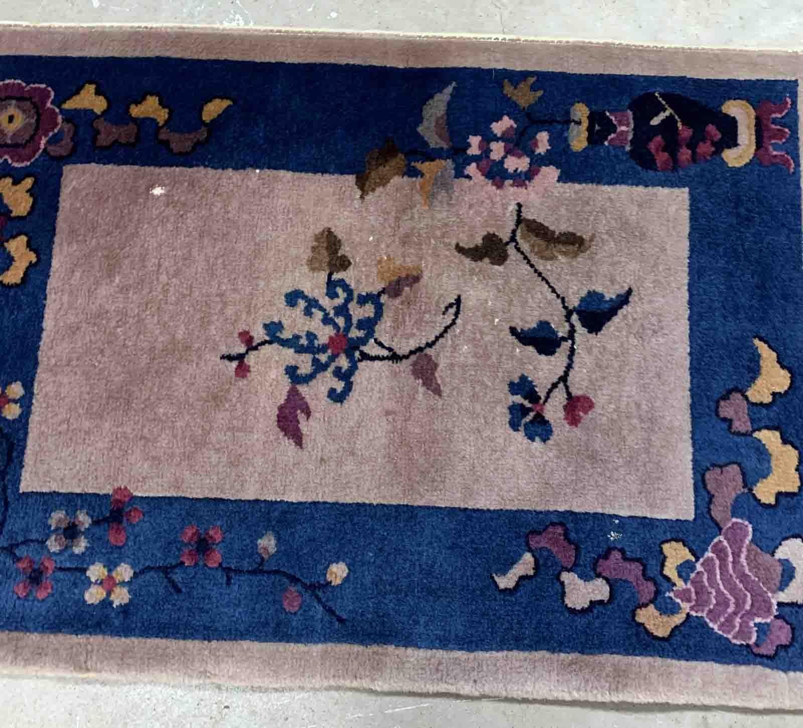 Early 20th Century Handmade Antique Art Deco Chinese Rug, 1920s, 1B921 For Sale