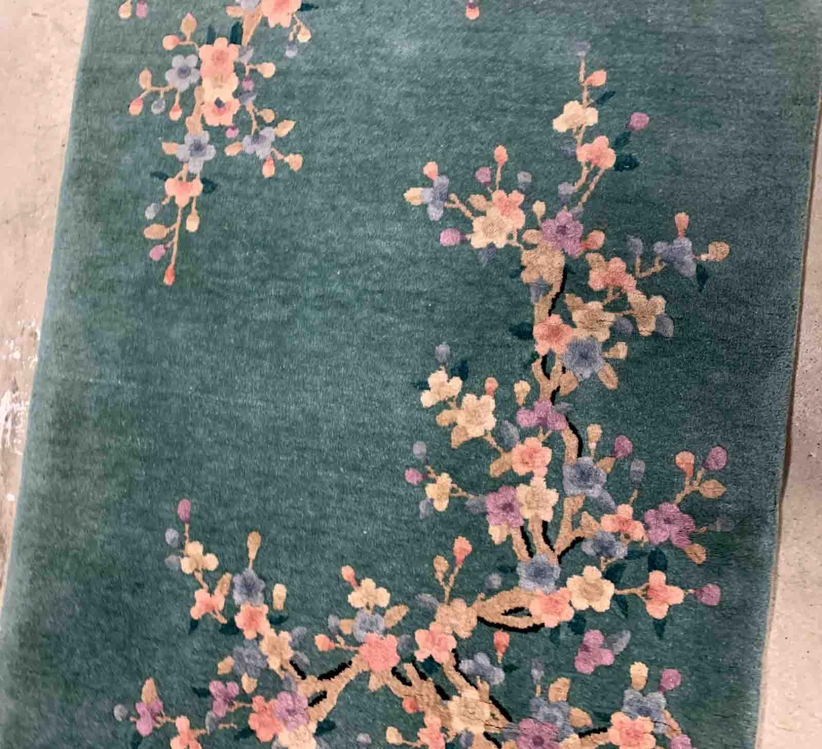 Handmade Antique Art Deco Chinese Rug, 1920s, 1B927 In Good Condition For Sale In Bordeaux, FR