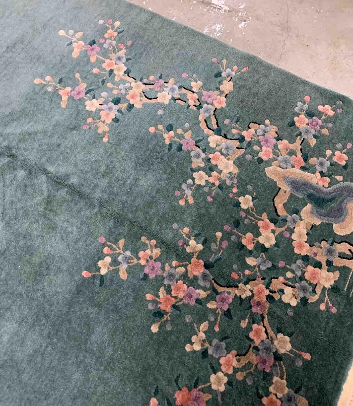 Noué à la main Tapis chinois Art déco ancien fait à la main, années 1920, 1B929 en vente