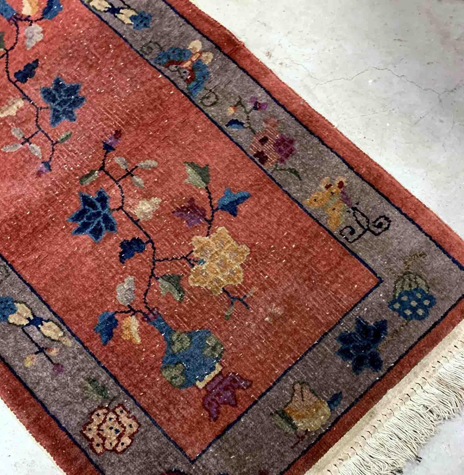 Early 20th Century Handmade Antique Art Deco Chinese Rug, 1920s, 1B941 For Sale