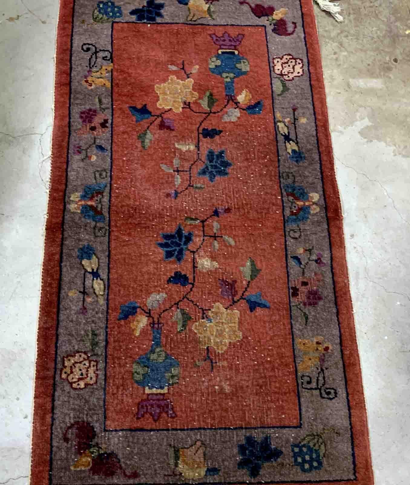 Wool Handmade Antique Art Deco Chinese Rug, 1920s, 1B941 For Sale