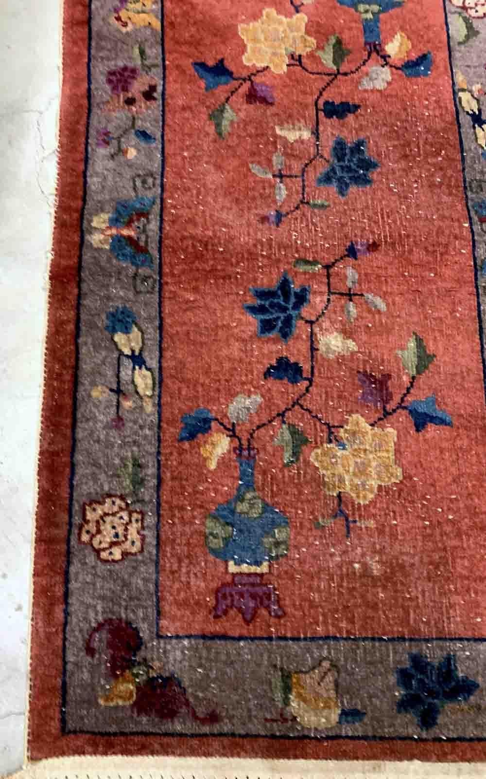 Handmade Antique Art Deco Chinese Rug, 1920s, 1B941 For Sale 1