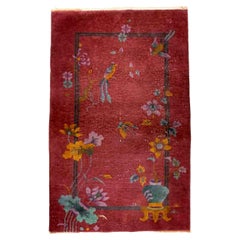 Tapis chinois Art déco ancien fait à la main, années 1920, 1B942