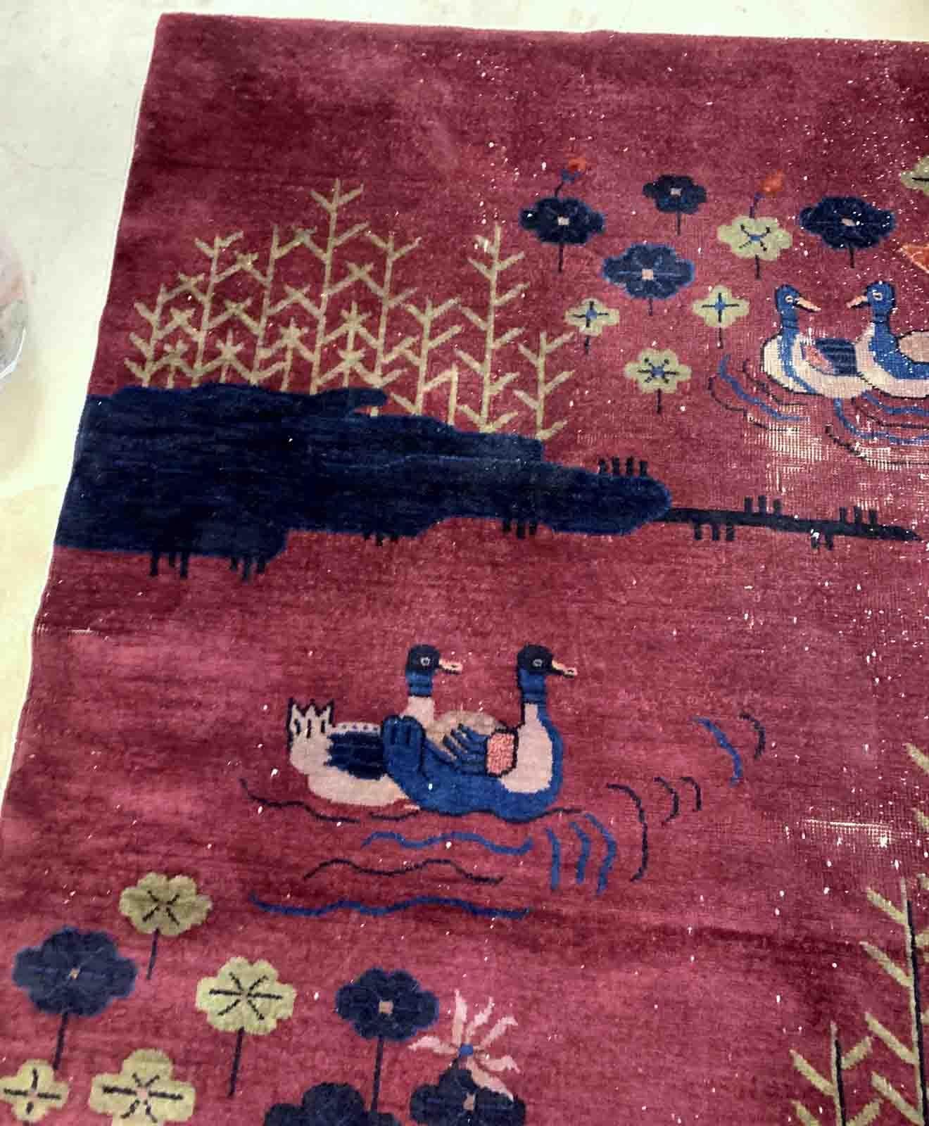 Handgefertigter antiker chinesischer Art-Déco-Teppich, 1920er Jahre, 1B946 im Zustand „Relativ gut“ im Angebot in Bordeaux, FR