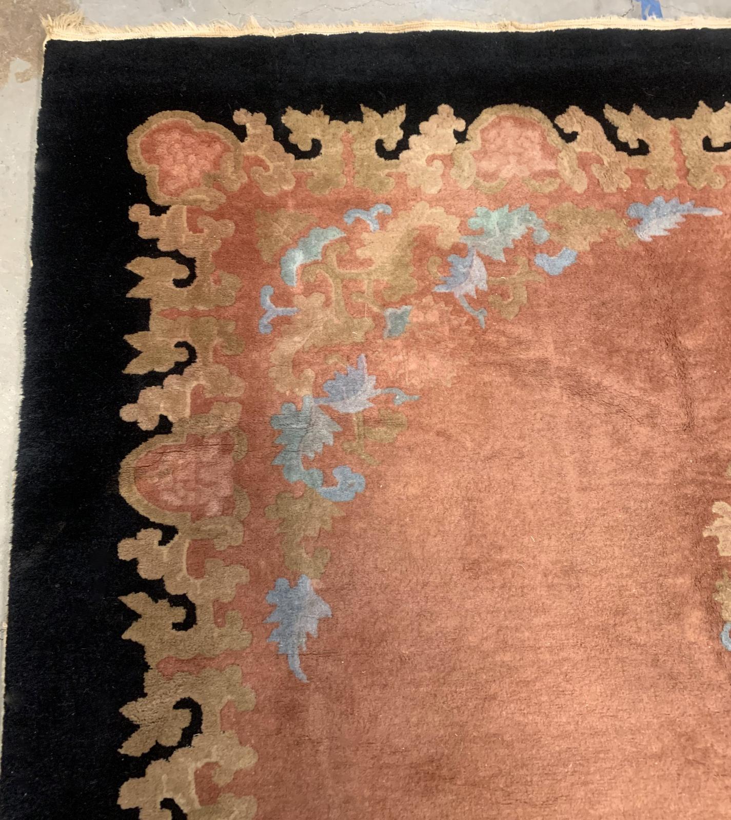 Wool Handmade Antique Art Deco Chinese Rug, 1920s, 1B949 For Sale