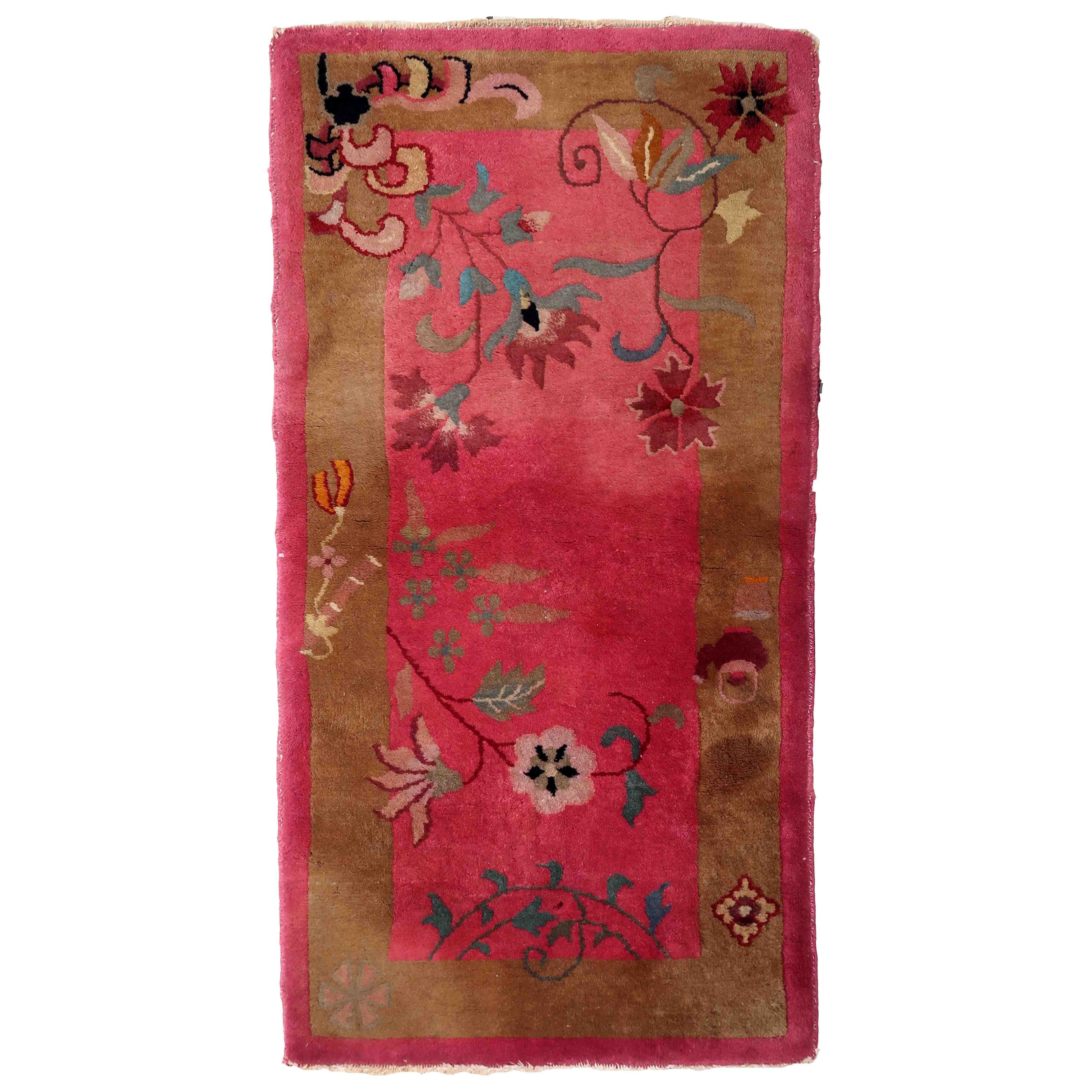 Tapis chinois Art Déco ancien fait à la main, années 1920, 1C907 en vente