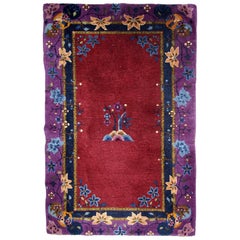Handmade Antique Art Deco Chinese Rug, 1920s, 1E05