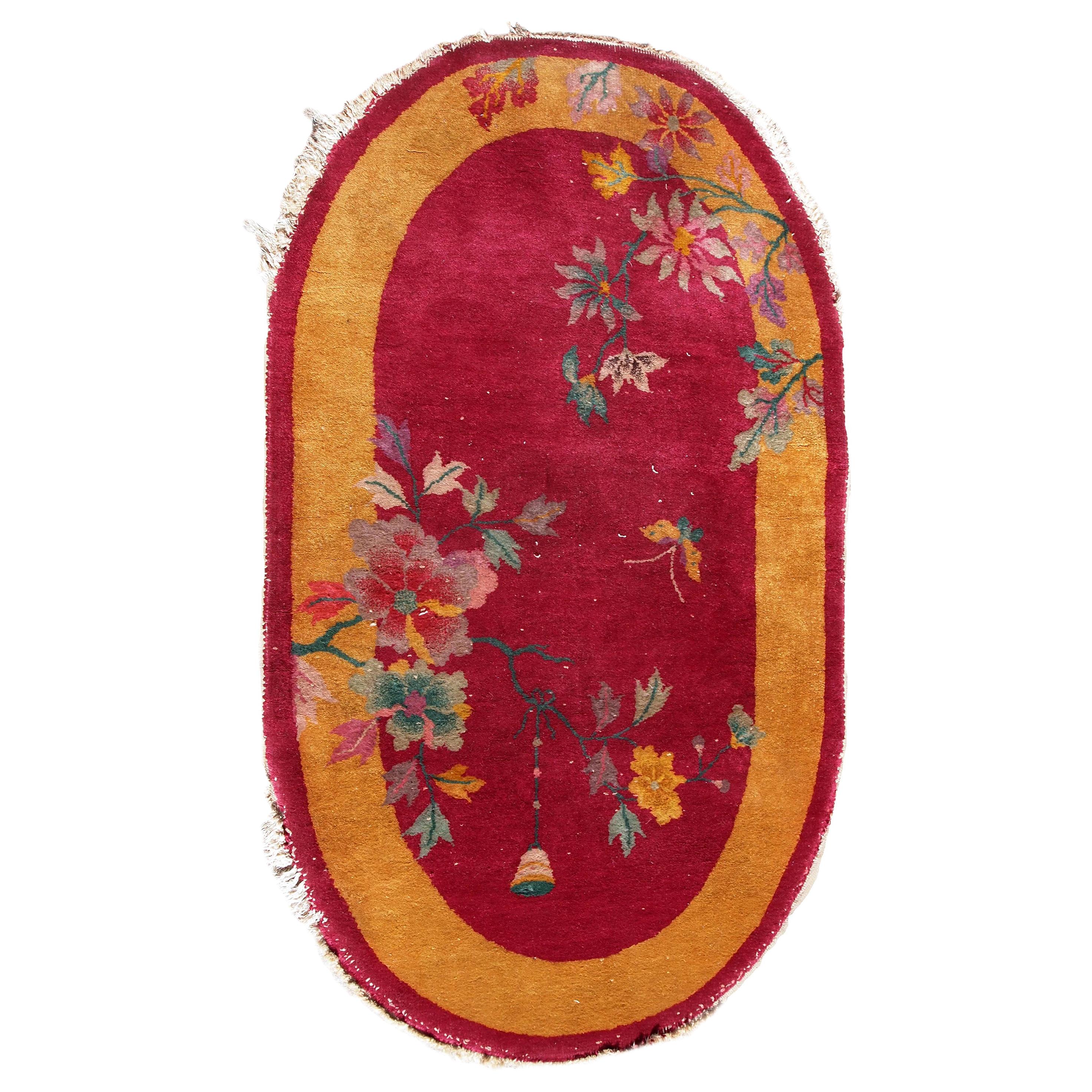 Handgefertigter antiker chinesischer Art-Déco-Teppich:: 1920er Jahre:: 1E08